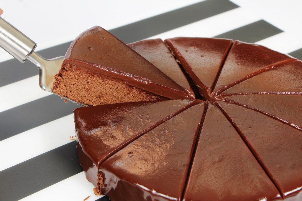  梦见巧克力蛋糕：填充、切割、一块等。